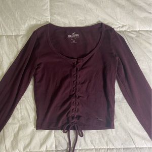 Hollister Burgundy Tie Front Top